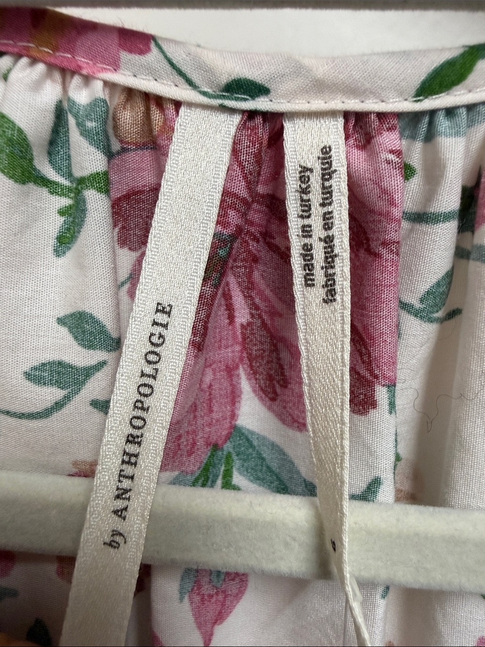 Anthropologie Floral Maxi Dress in Cream and Pink - Picture 5 of 9